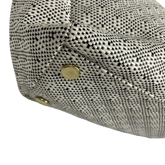 FOSSIL Sydney Tote Ivory Woven Grey Leather Trim with Gold Hardware - Picture 5 of 12